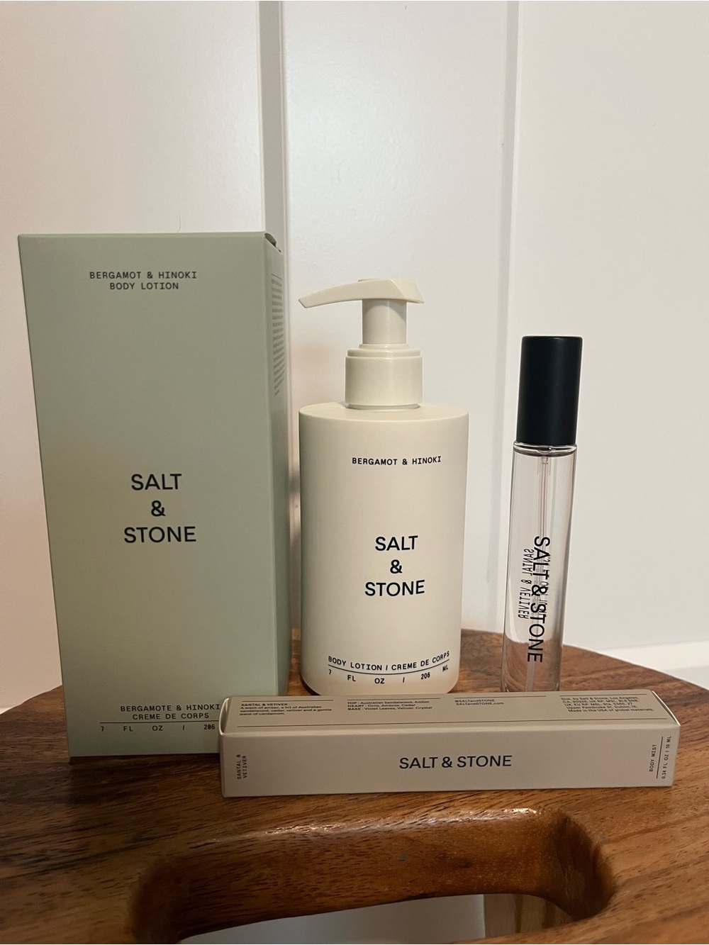 Salt & Stone Bergamont & Hinoki Body Lotion and Santal & Vetiver Body Mist